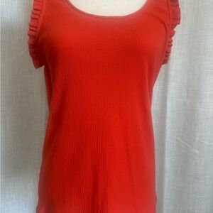J Crew Woman’s Orange Ribbed Ruffle Tank Top Size Large